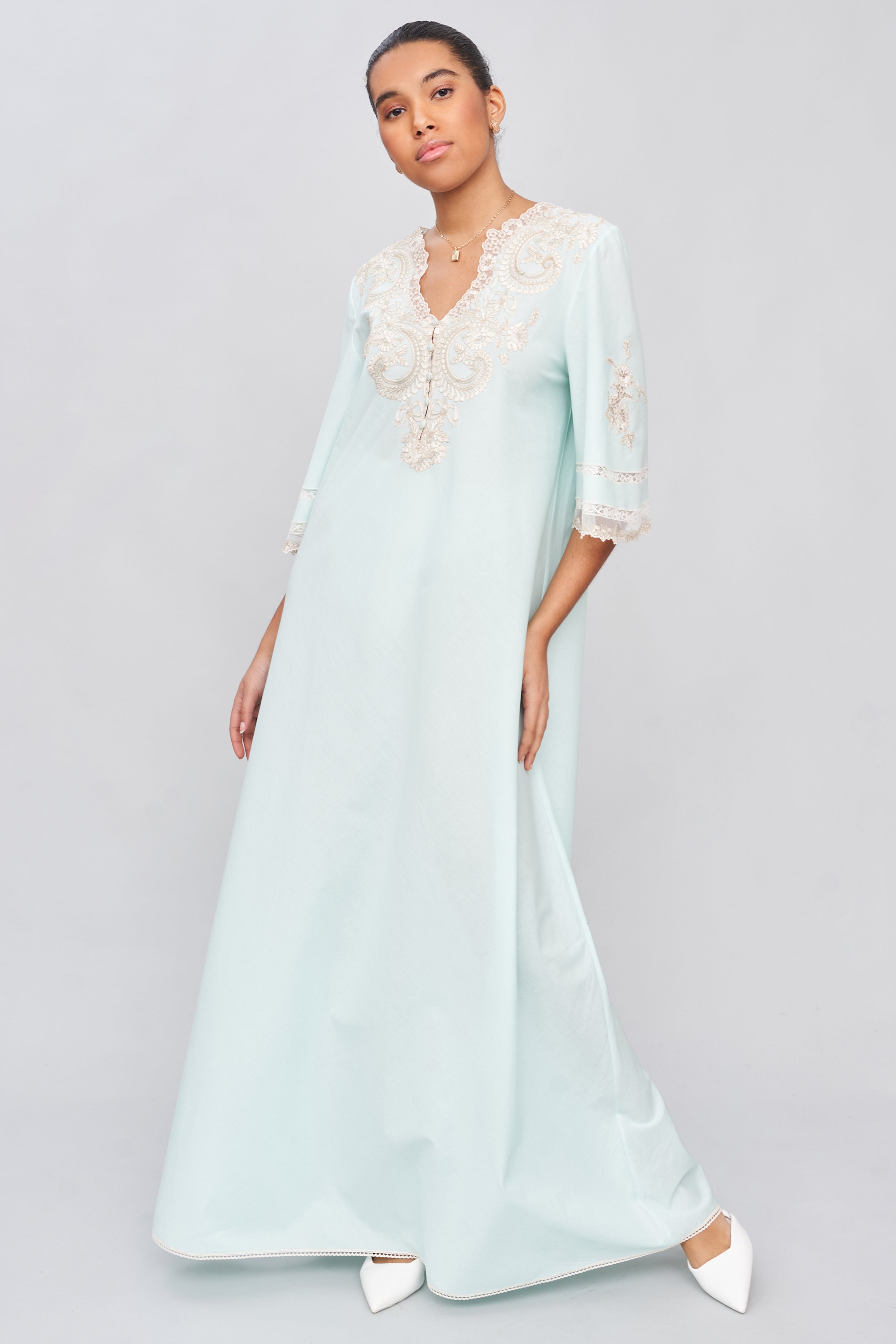 Corydalis - Mussola Cotton Nightgown – Flora Lastraioli Shop Online