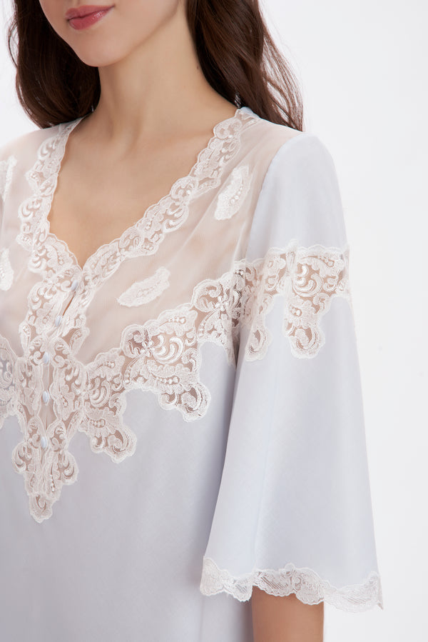 Myosotis - Mussola Cotton Nightgown - Dress - italian lingerie