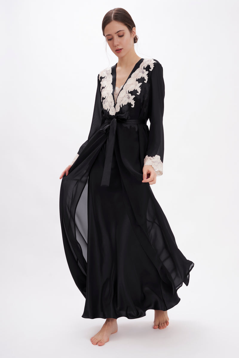 Silk Georgette Long Robe - Robe - italian lingerie