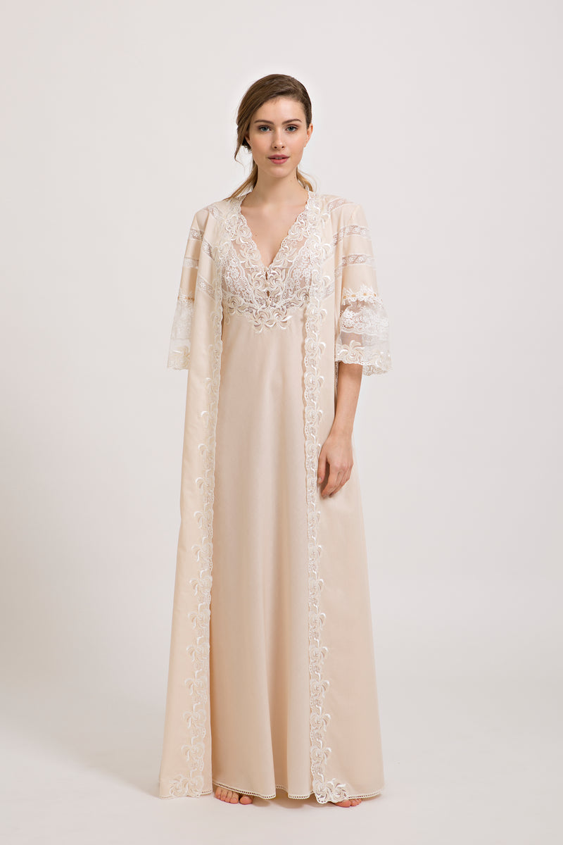 Mussola Cotton Nightgown & Robe - Dress & Robe - italian lingerie