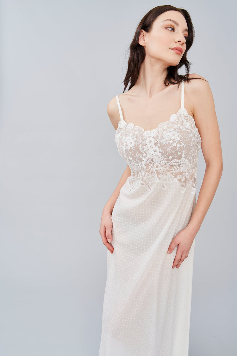Fedra - Plumetis Cotton Nightgown - Dress - italian lingerie