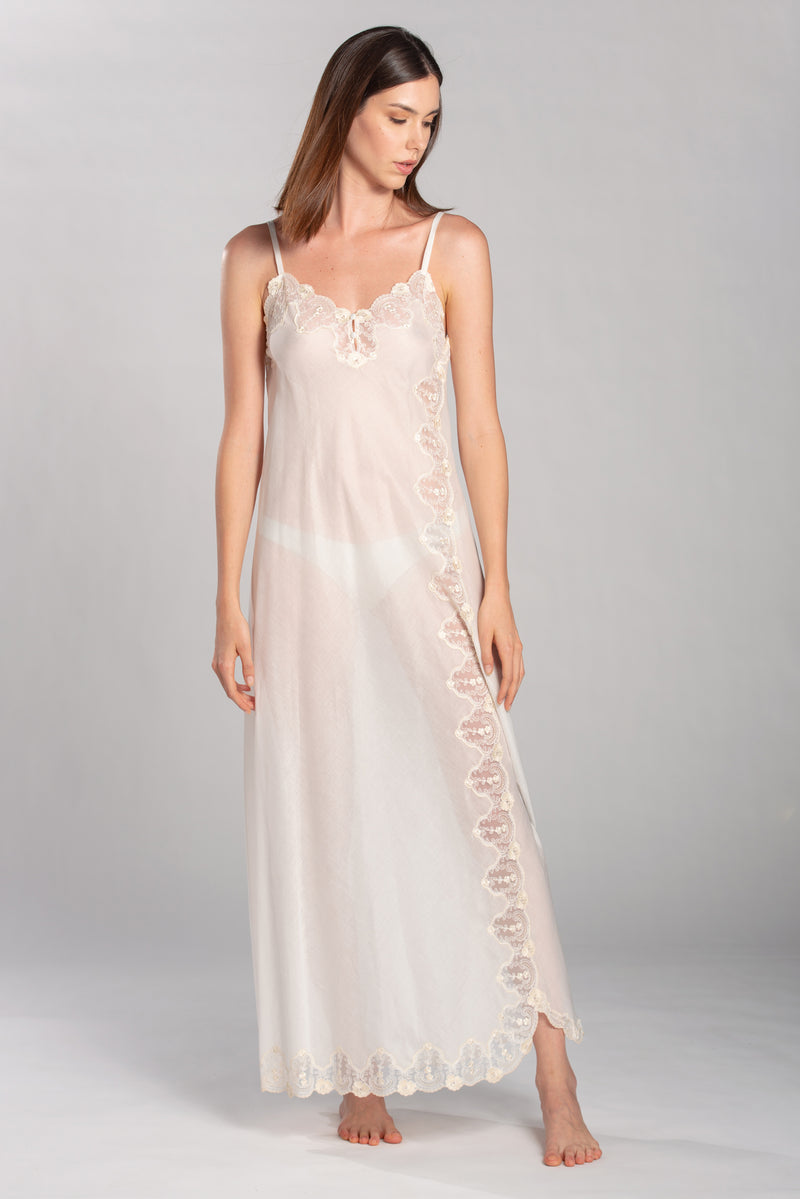 Mussola Cotton Nightgown & Robe - Dress - italian lingerie
