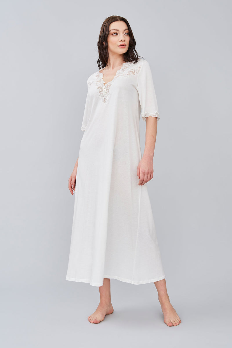 Cotton Jersey Long Nightgown β Flora Lastraioli Shop Online