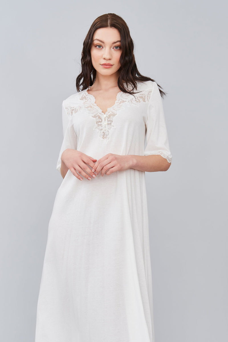 Cotton Jersey Long Nightgown Flora Lastraioli Shop Online Cotton Jersey Long Nightgown Flora Lastraioli Shop Online