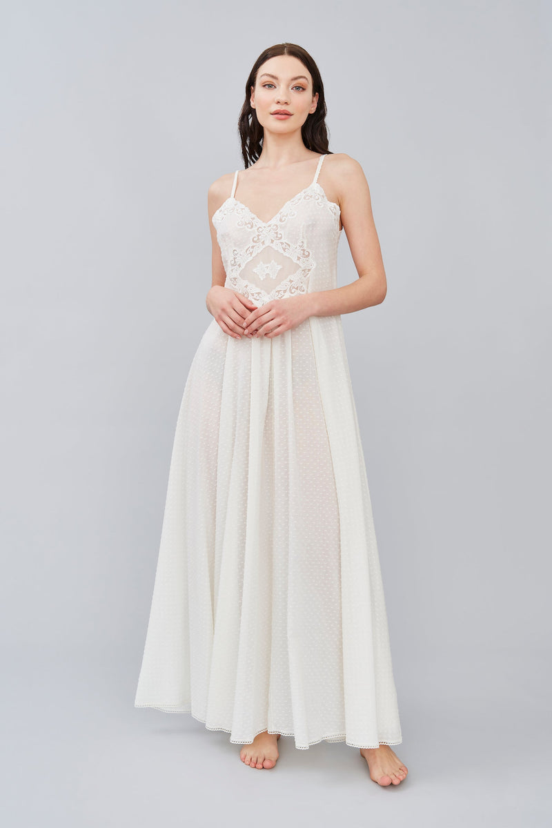 Mnemosine - Plumetis Cotton Nightgown - Dress - italian lingerie