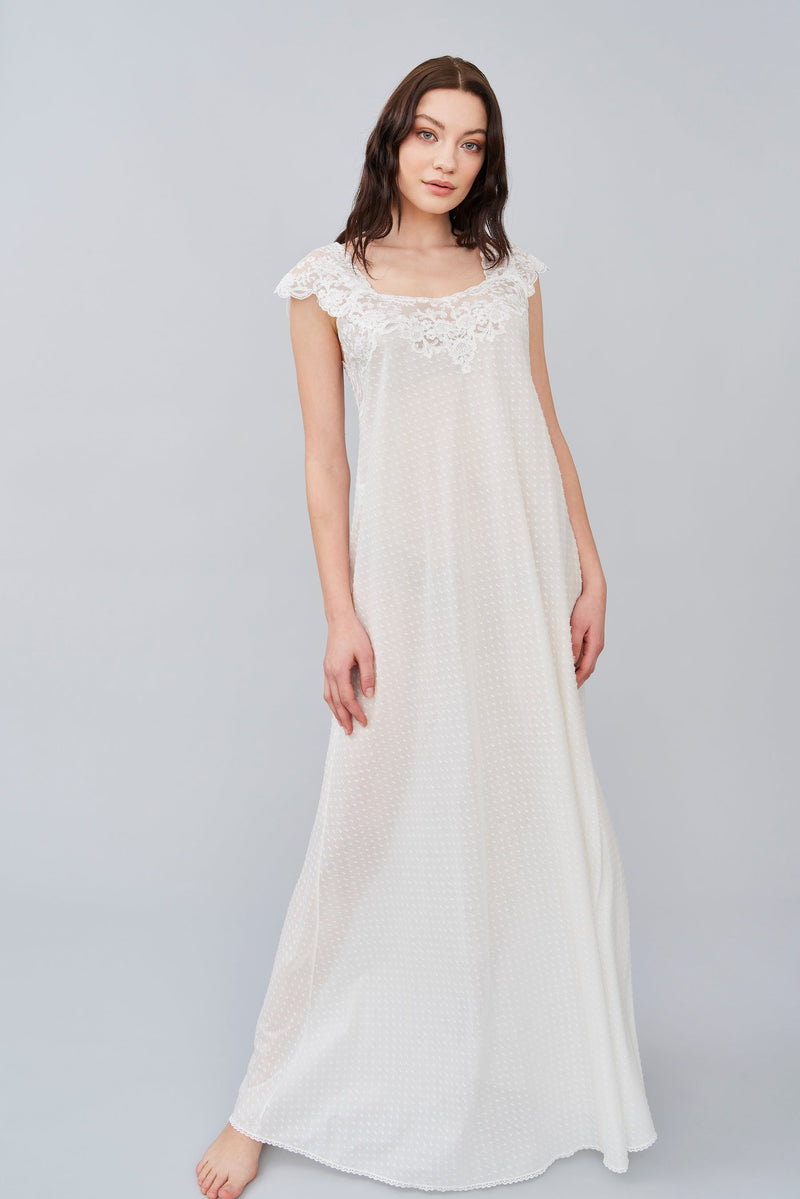 Scilla - Plumetis Cotton Nightgown - Dress - italian lingerie
