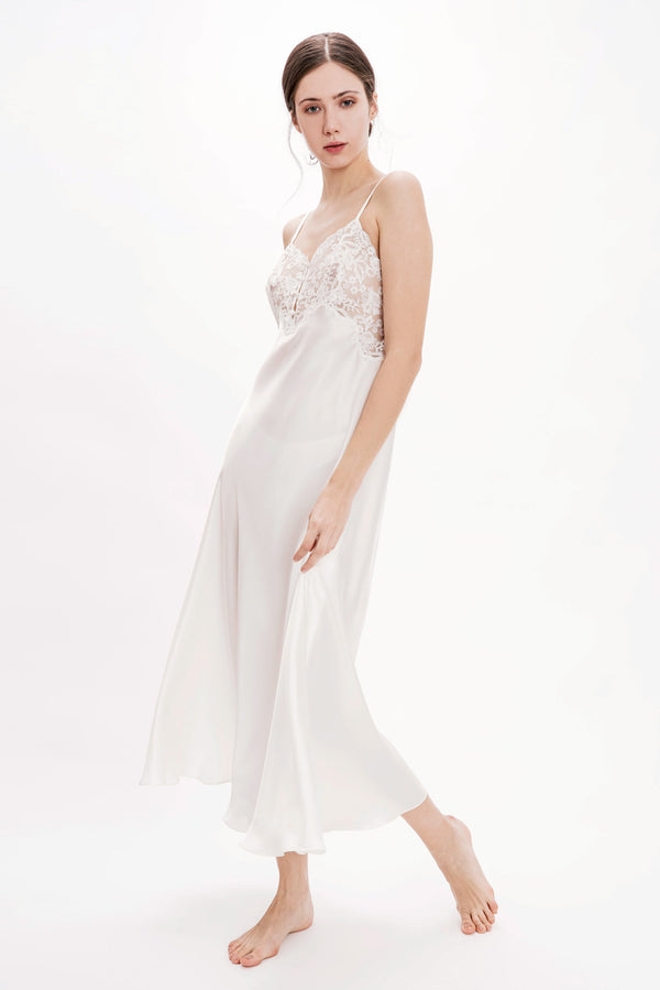 Lingerie Couture - Silk Satin Long Nightgown - Dress - italian lingerie