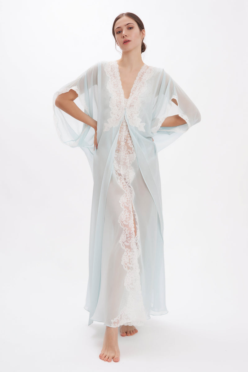 Lingerie Couture - Silk Georgette Long Robe - Robe - italian lingerie