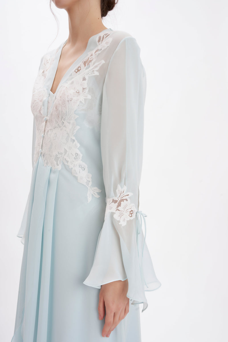 Lingerie Couture - Silk Georgette Long Robe - Dress - italian lingerie