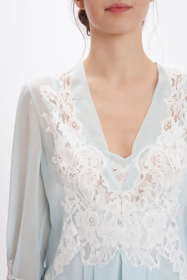 Lingerie Couture - Silk Georgette Long Robe - Dress - italian lingerie
