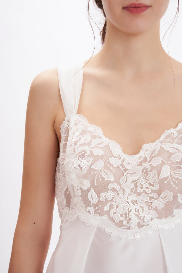Lingerie Couture - Silk Satin & Georgette Long Nightgown - Dress - italian lingerie