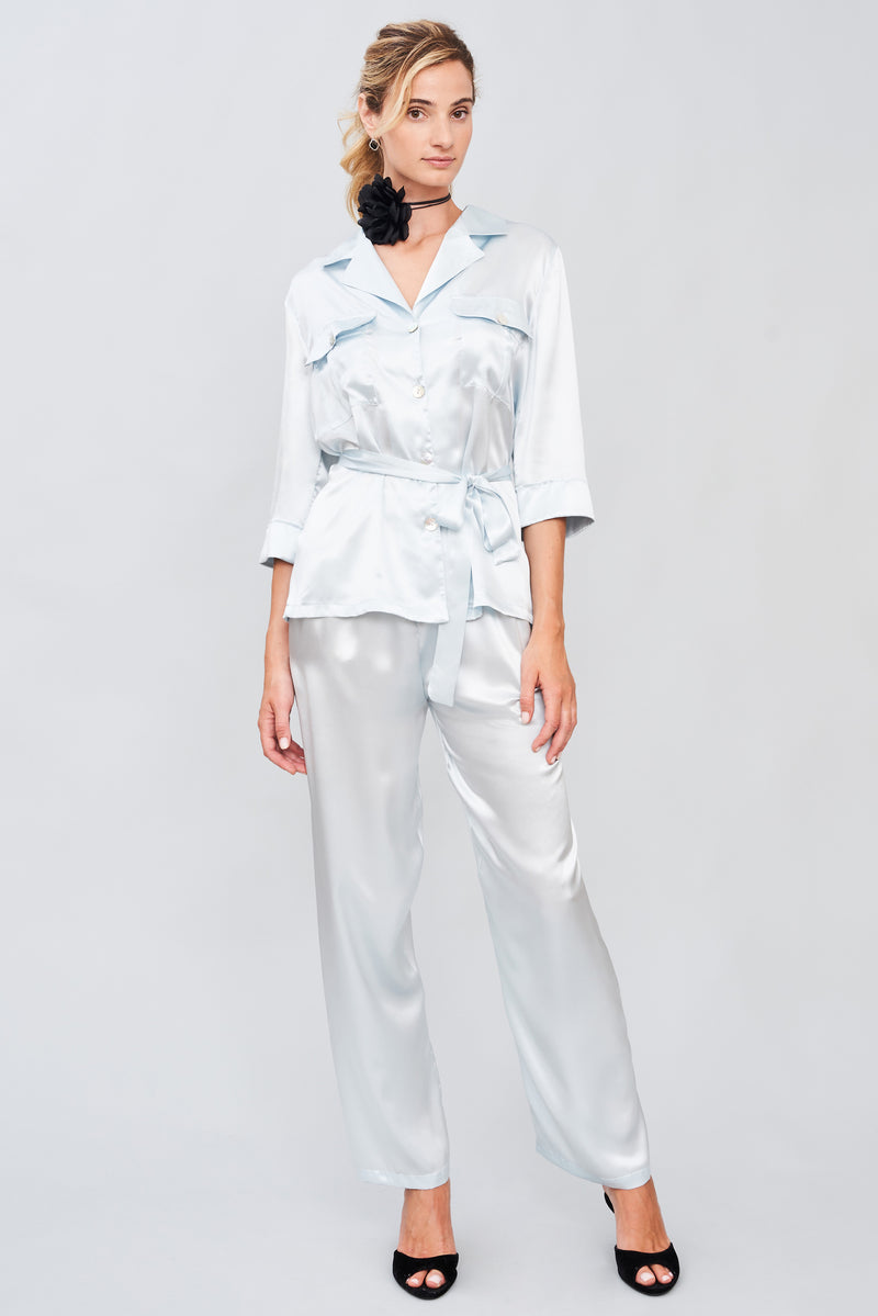 Dew-Kissed Petals - Silk Satin Pyjama