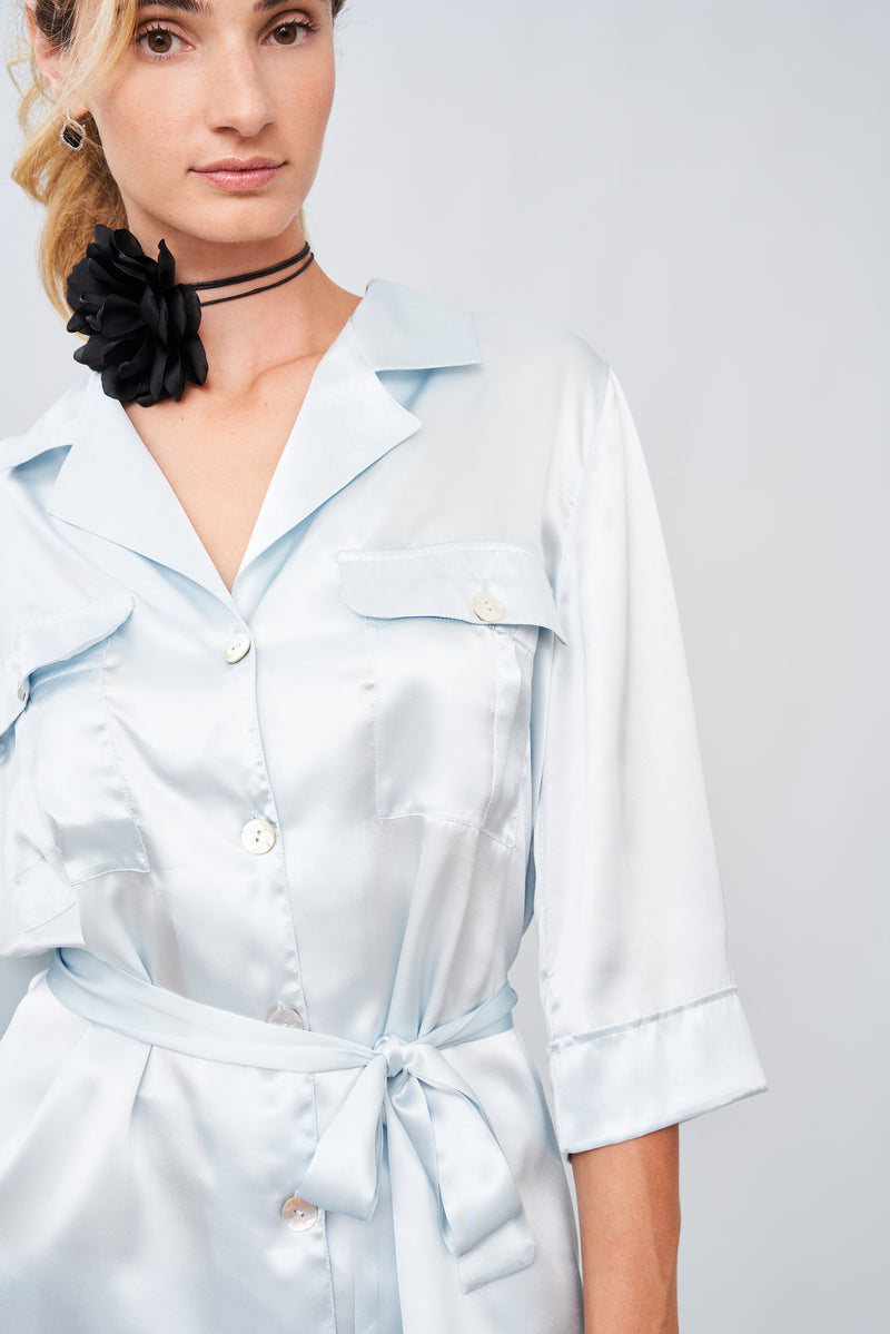 Dew-Kissed Petals - Silk Satin Pyjama
