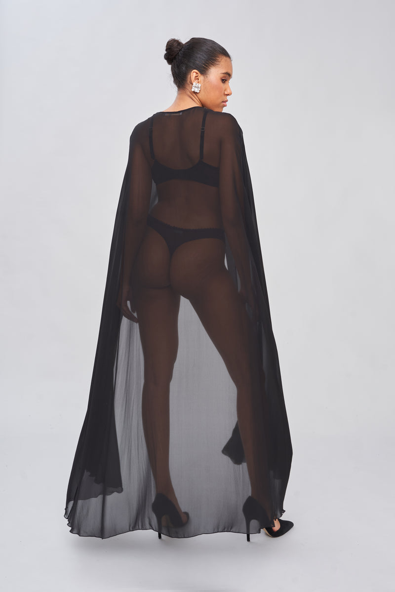 Silk Georgette Tie‑Front Cape