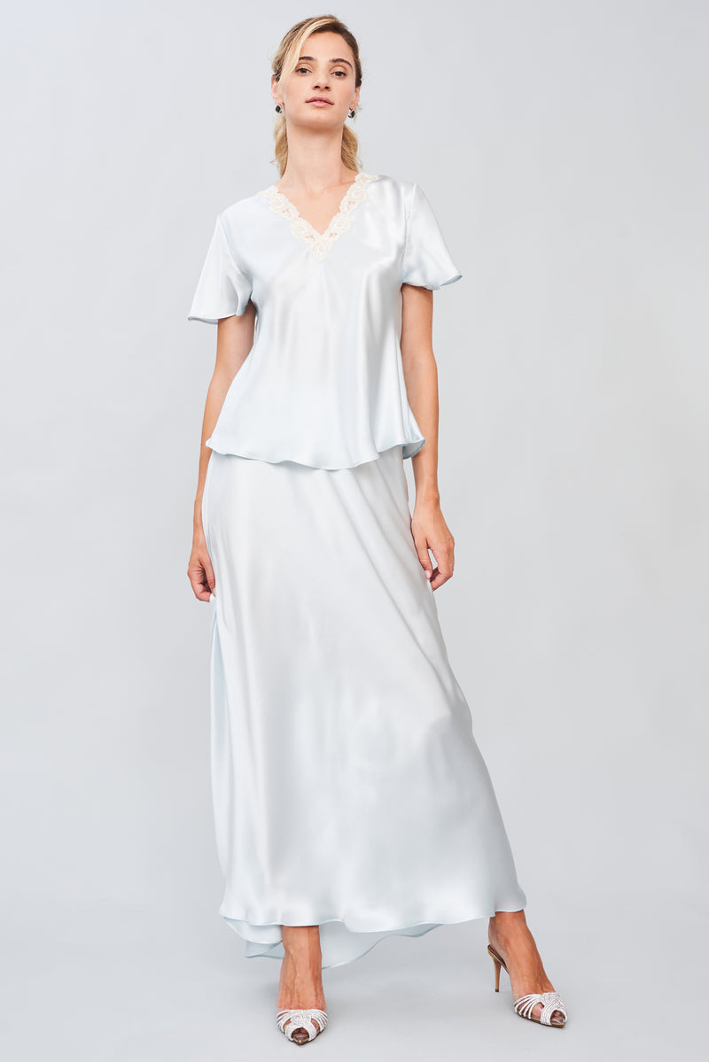 Veil of Morning - Silk Satin Top V Back