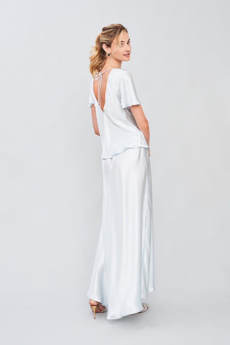 Veil of Morning - Silk Satin Top V Back