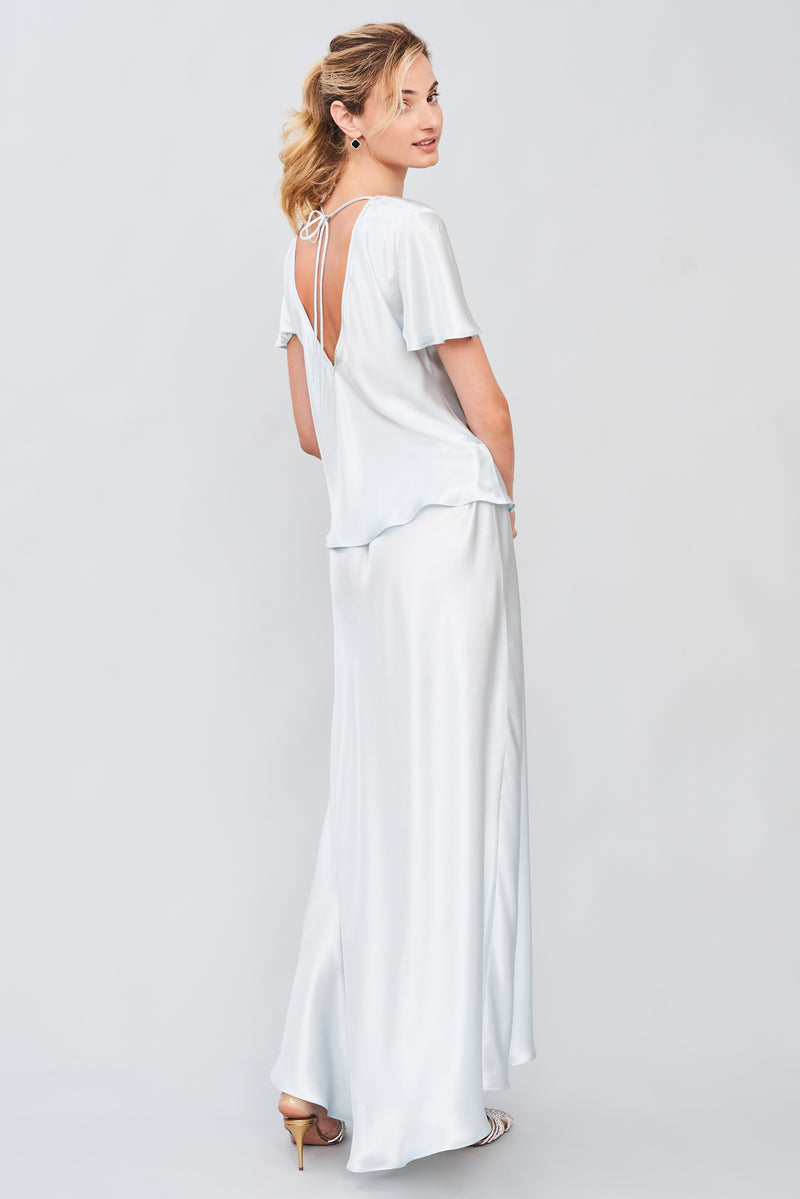Veil of Morning - Silk Satin Top V Back
