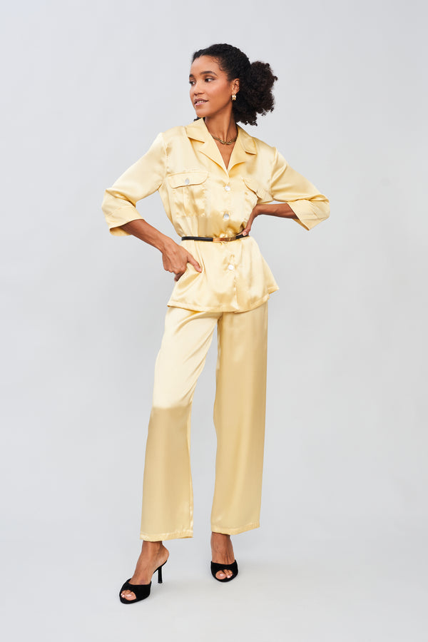 Dew-Kissed Petals - Silk Satin Pyjama