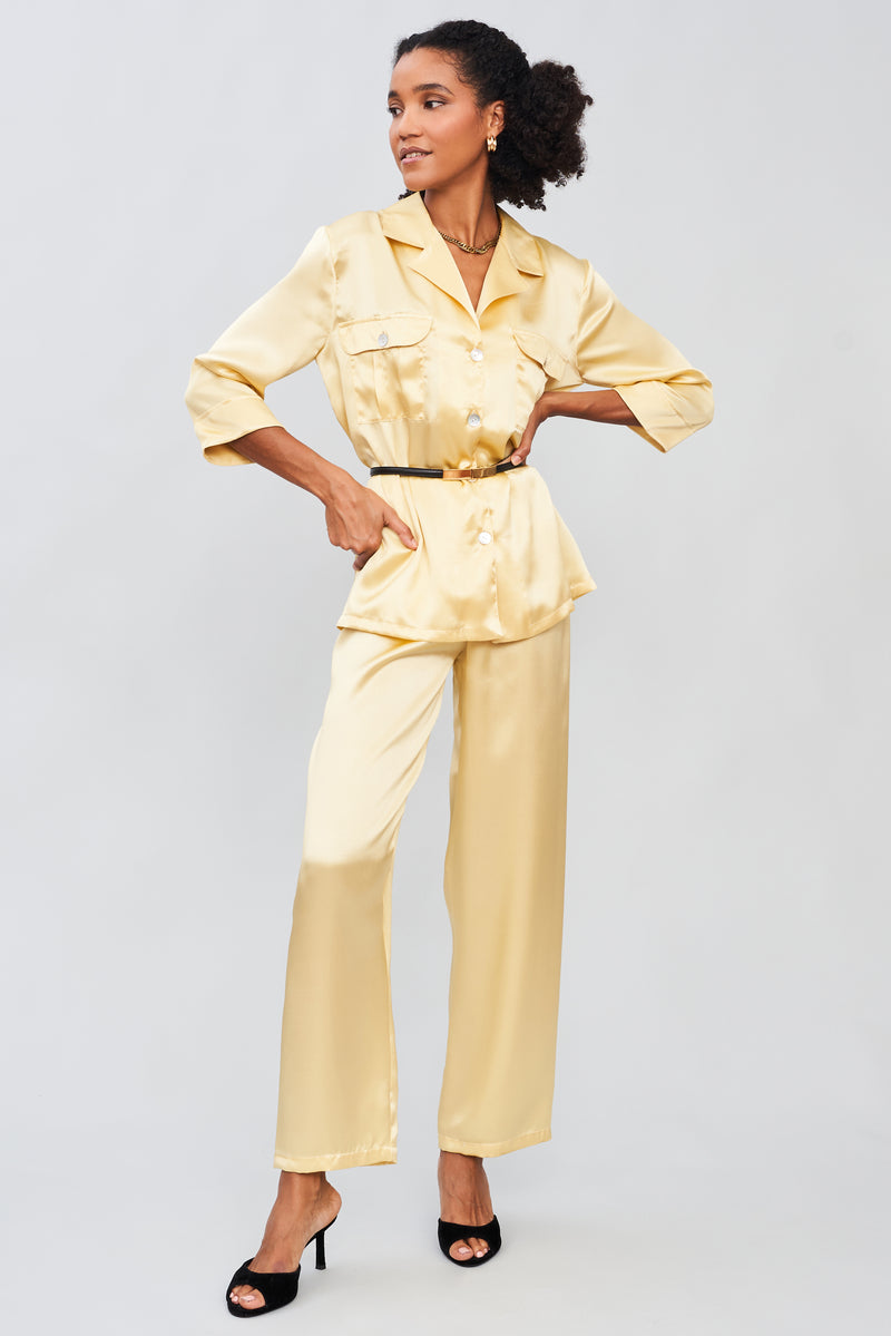 Dew-Kissed Petals - Silk Satin Pyjama