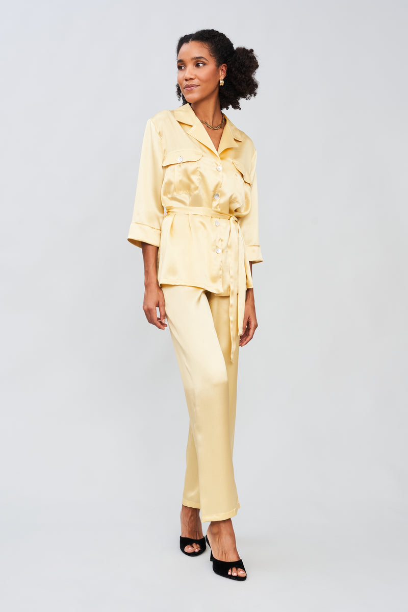Dew-Kissed Petals - Silk Satin Pyjama