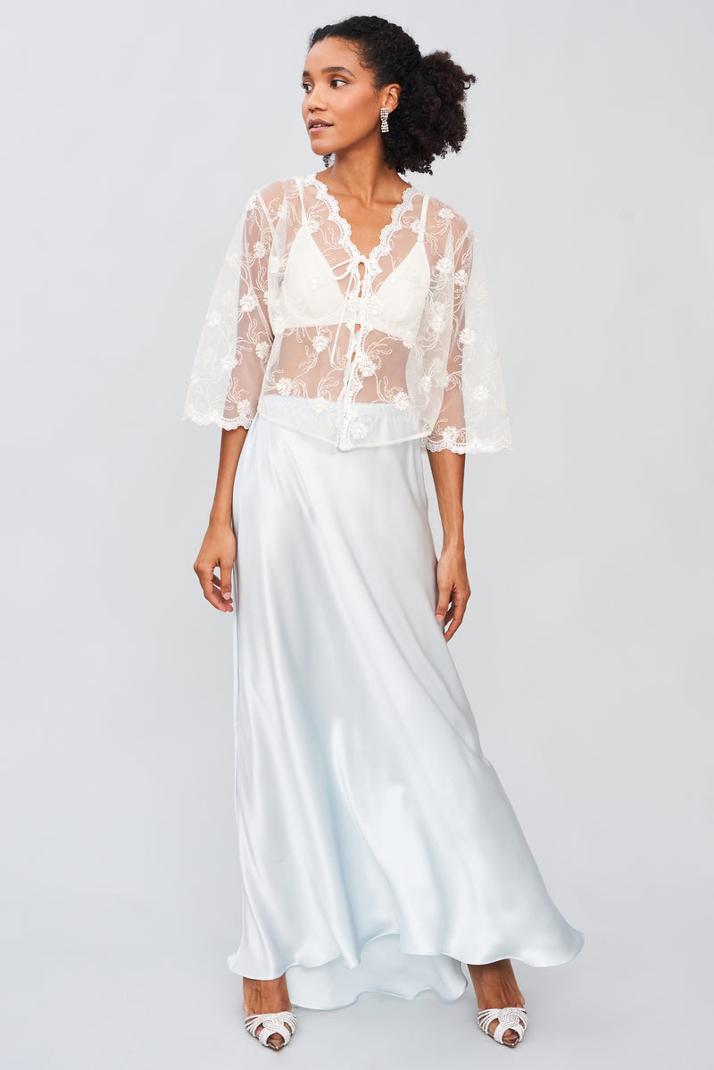 Fleur de Lune - Silk Satin Long Skirt