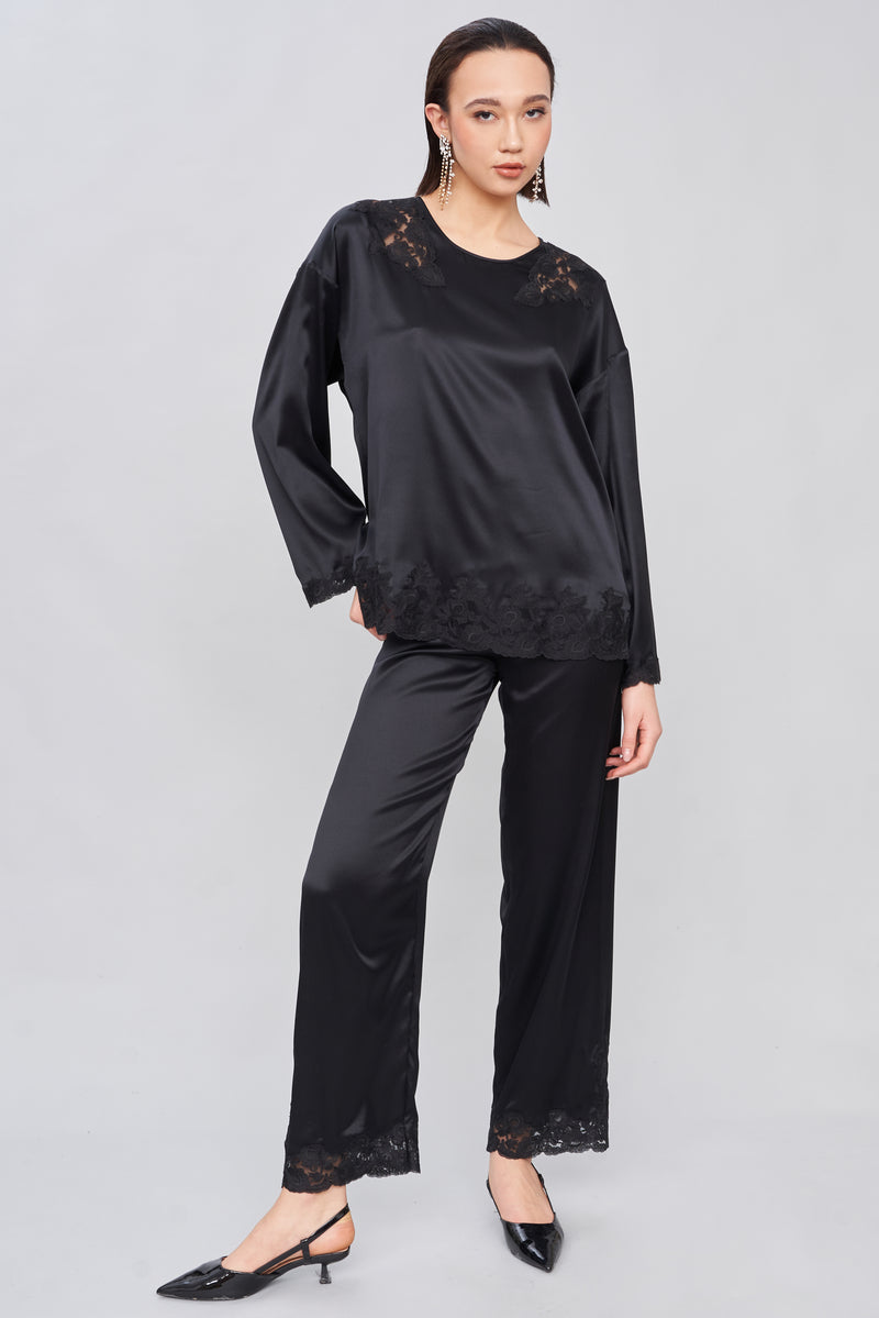 B2B - Satin Long Pants Lace Matching Hue