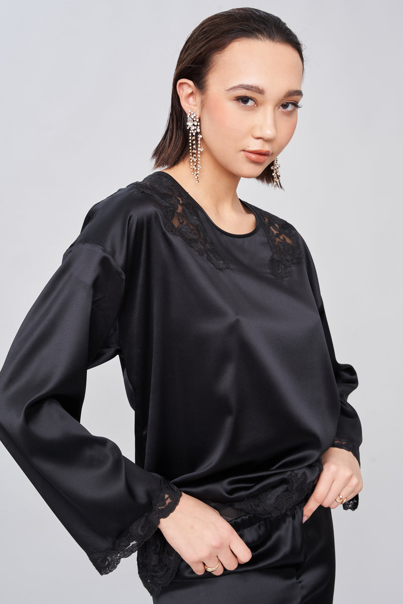 B2B - Satin Blouse Lace Matching Hue