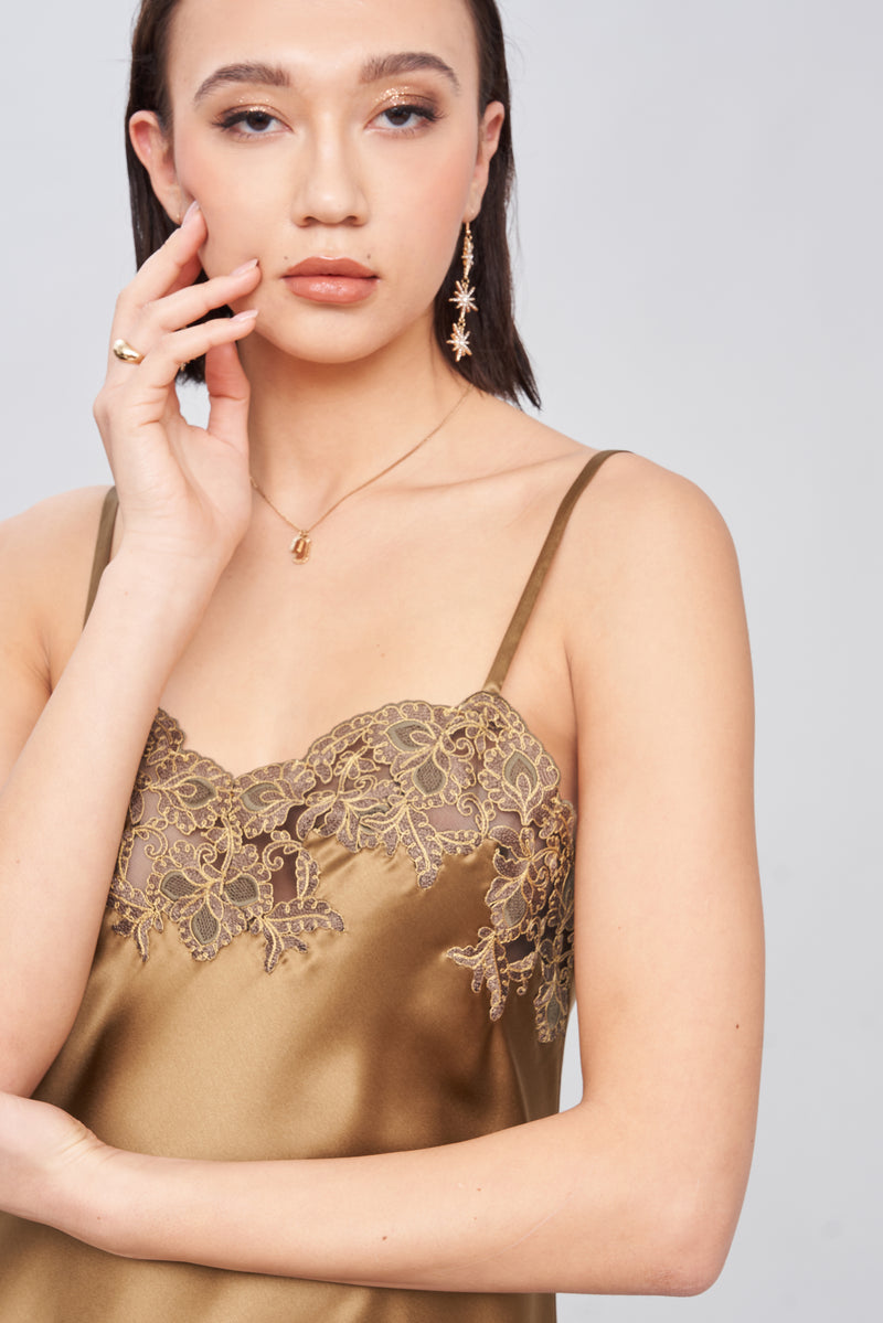 B2B - Tonal Lace Silk Short Nightgown