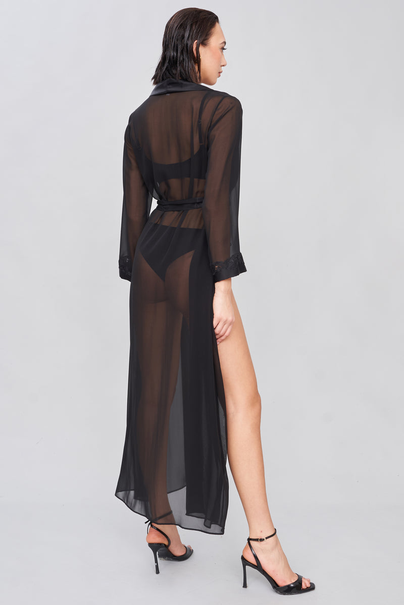 Sheer Pure Silk Long Kimono-Inspired
