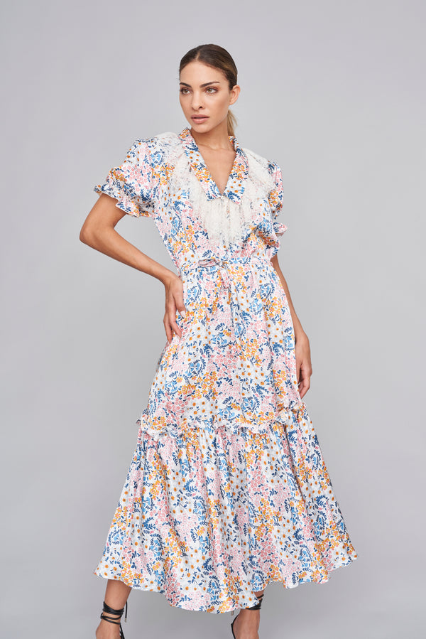 Floral Print Viscose Long Dress