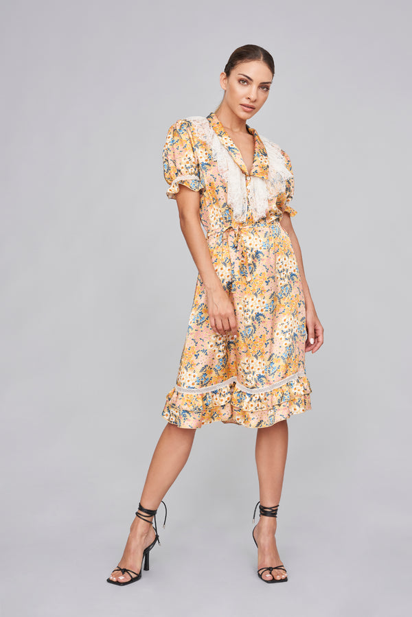 Floral Print Viscose Short Dress