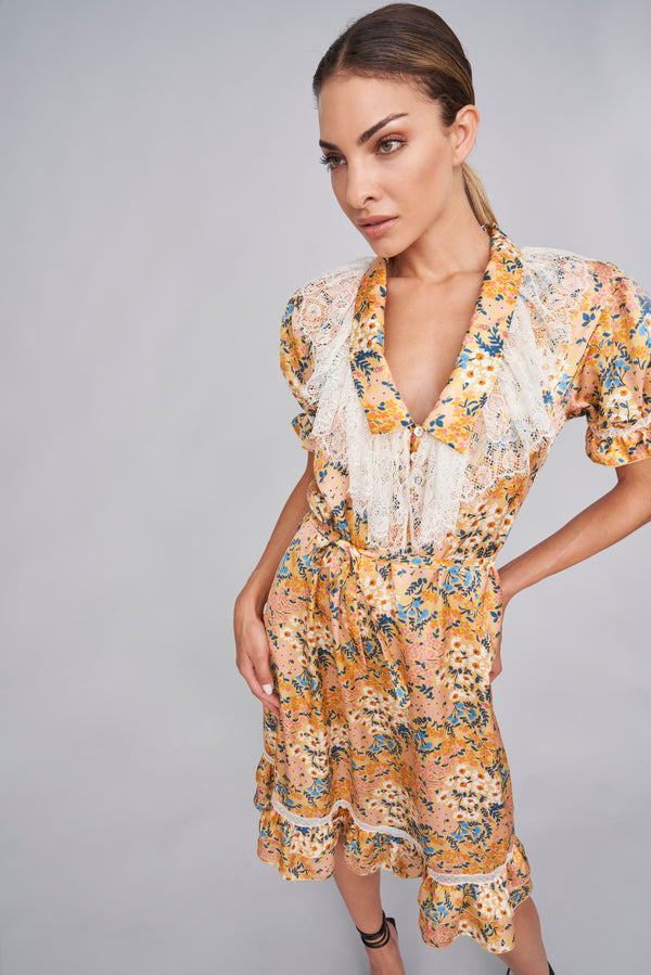 Floral Print Viscose Short Dress - Dress - italian lingerie
