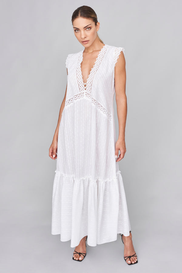 Embroidery Cotton Long Dress - Dress - italian lingerie