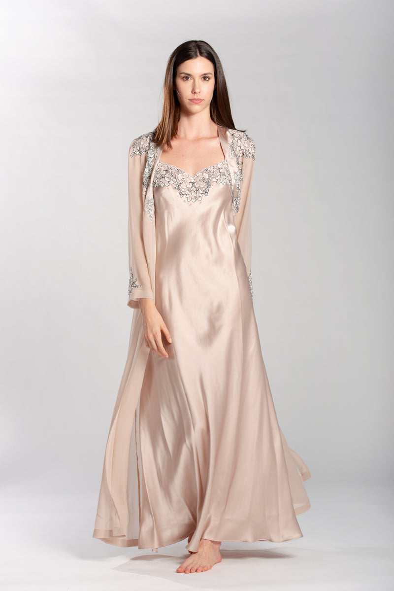 Tuscany Lovers - Silk Satin Long Nightgown - Dress - italian lingerie