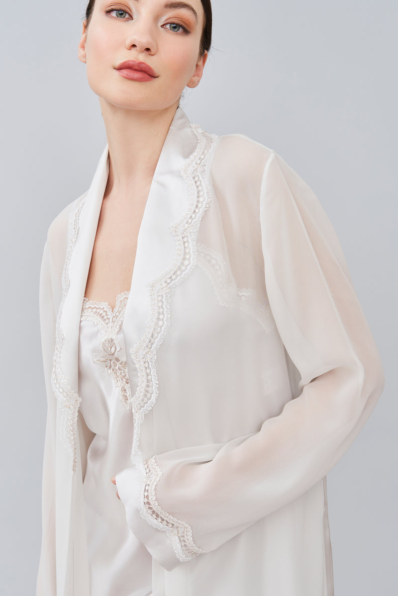 B2B - Silk Georgette Long Robe - Robe - italian lingerie