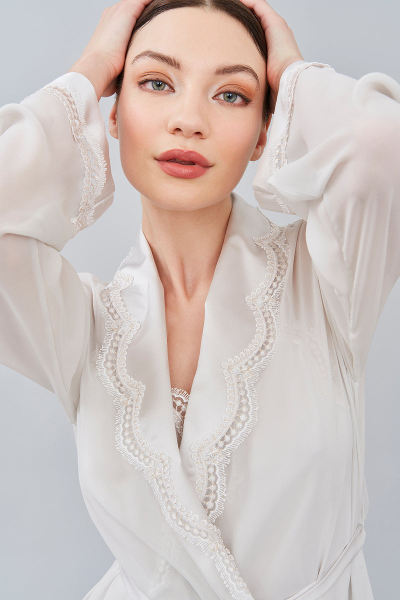 B2B - Silk Georgette Long Robe - Robe - italian lingerie
