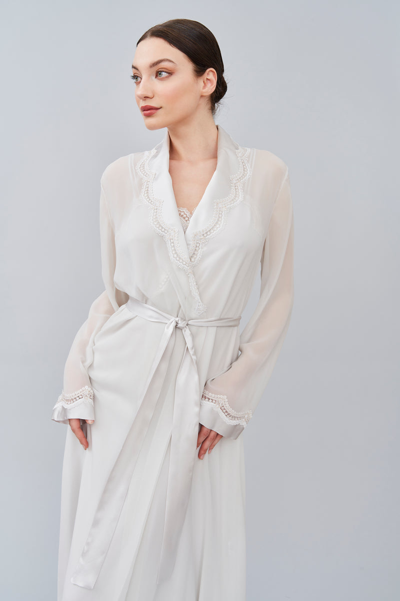 B2B - Silk Georgette Long Robe - Robe - italian lingerie