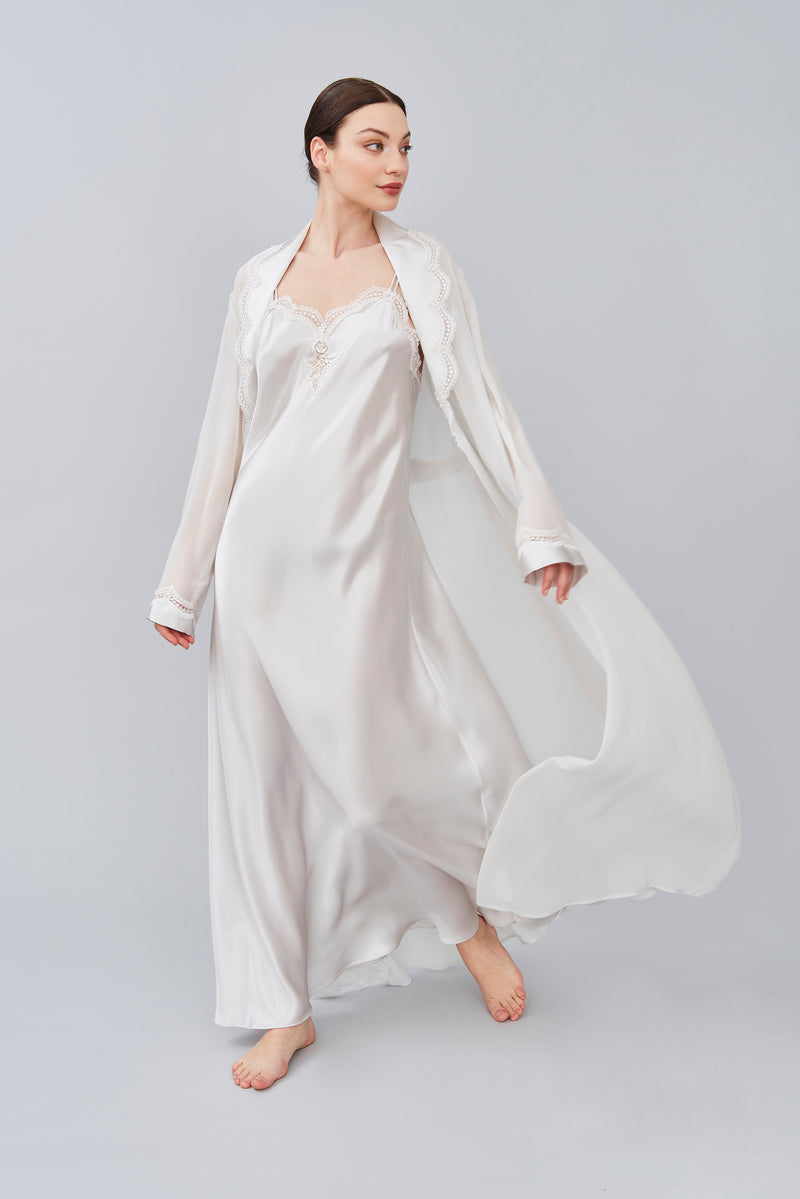B2B - Silk Georgette Long Robe - Robe - italian lingerie