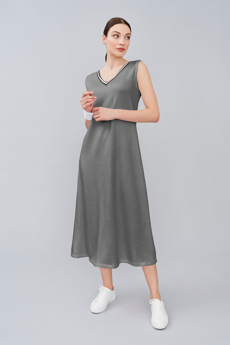 B2B - V Neck Knit Blend Long Nightgown - Dress - italian lingerie