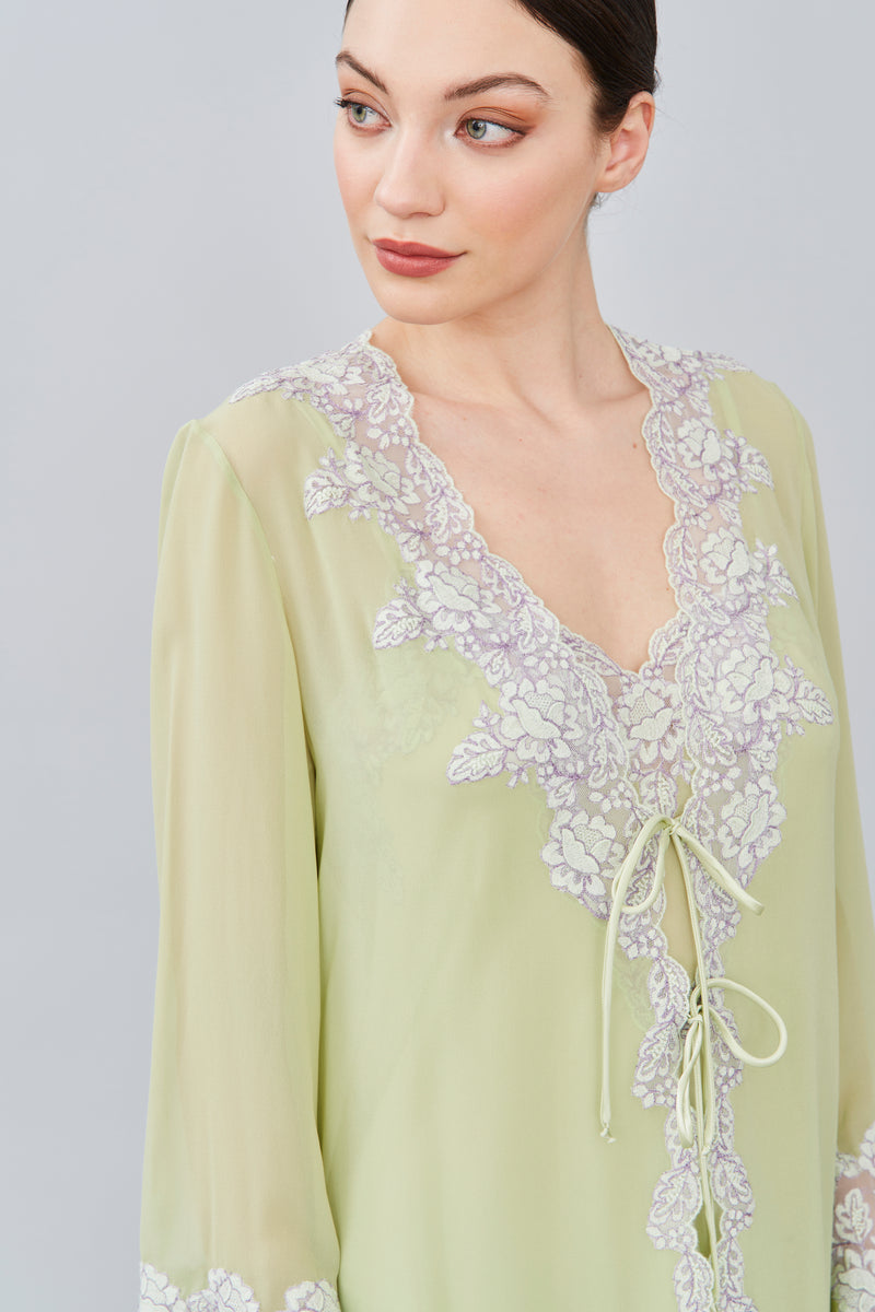 B2B - Silk Georgette Long Robe - Robe - italian lingerie