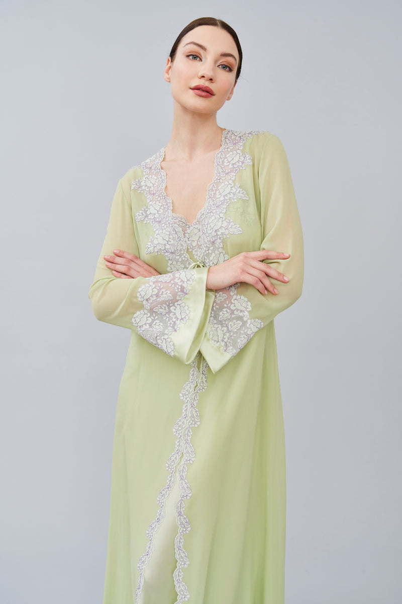 B2B - Silk Georgette Long Robe - Robe - italian lingerie