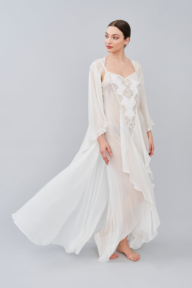 B2B - Silk Georgette Long Robe - Robe - italian lingerie