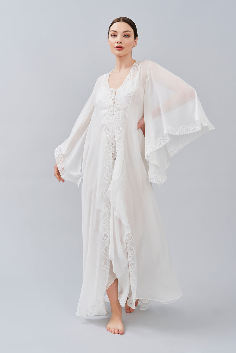 B2B - Silk Georgette Long Robe - Robe - italian lingerie