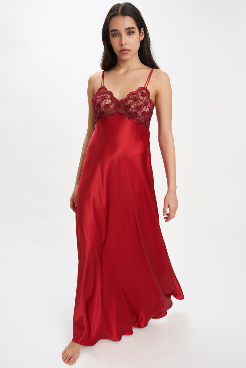 Vermilion Silk Nightgown