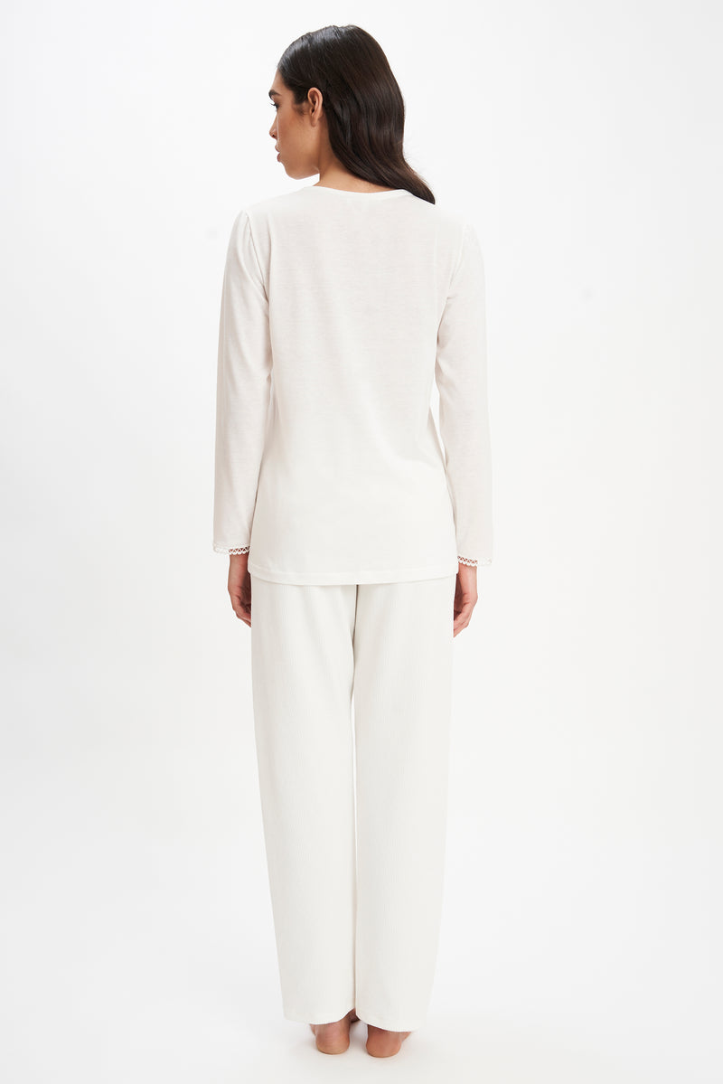 B2B - Cotton Jersey Top & Ribbed Pattern Pants - Pyjama - italian lingerie