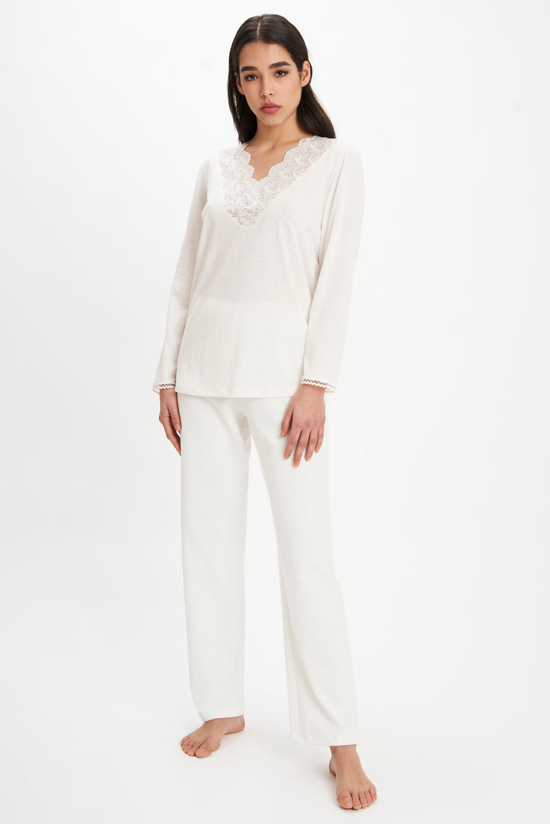 B2B - Cotton Jersey Top & Ribbed Pattern Pants - Pyjama - italian lingerie