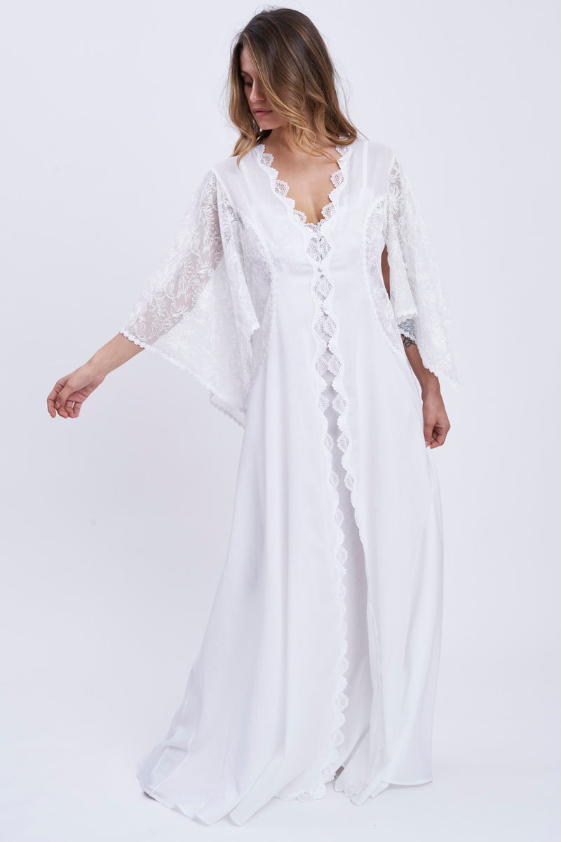 Mussola Cotton Robe - Robe - italian lingerie