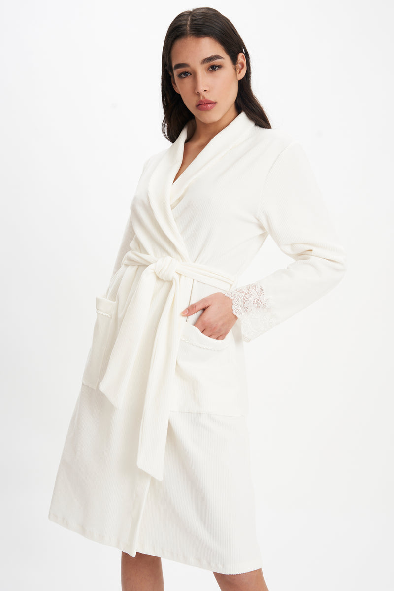 B2B - Ribbed Pattern Robe - Robe - italian lingerie