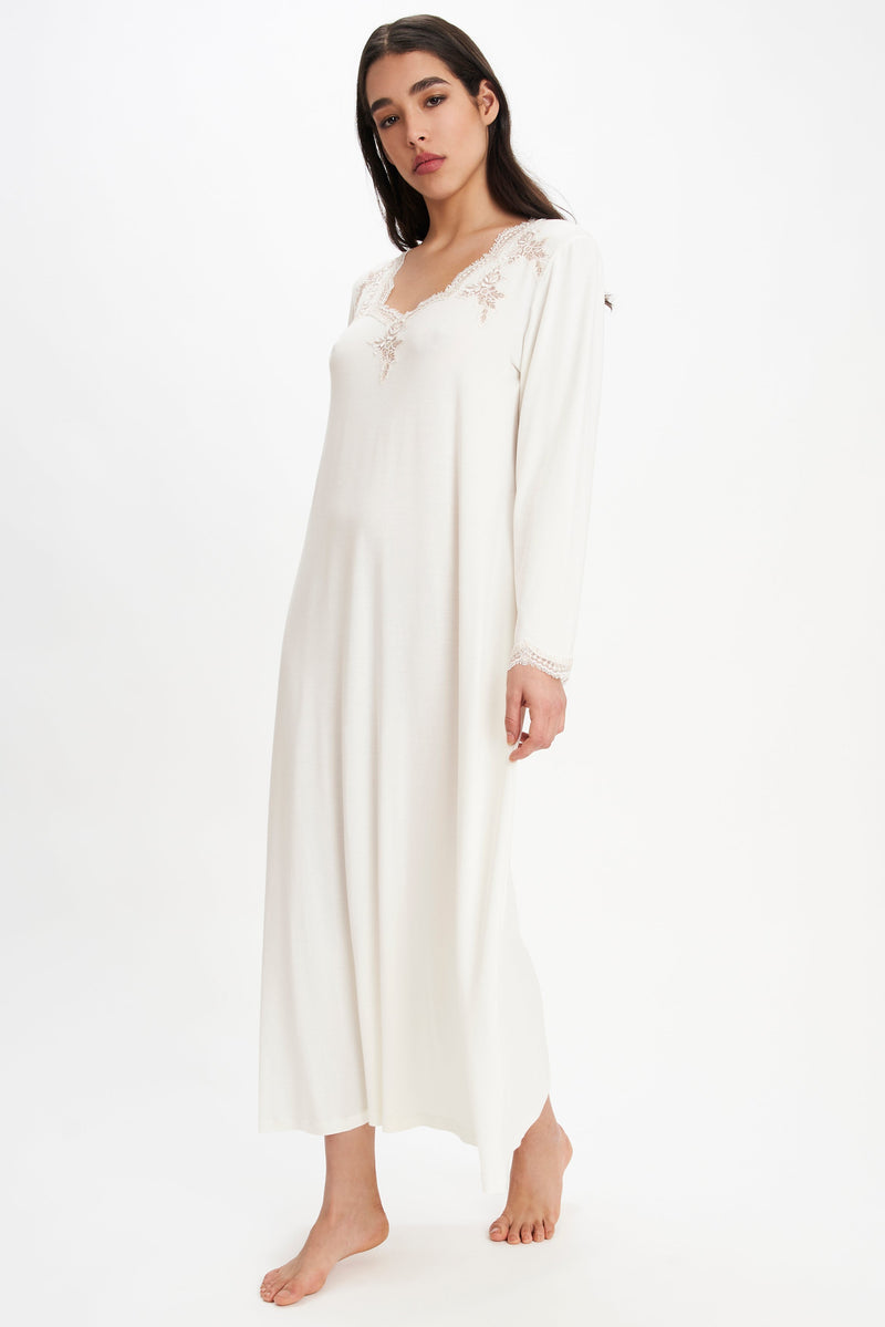 Viscose Jersey Long Nightgown – Flora Lastraioli Shop Online