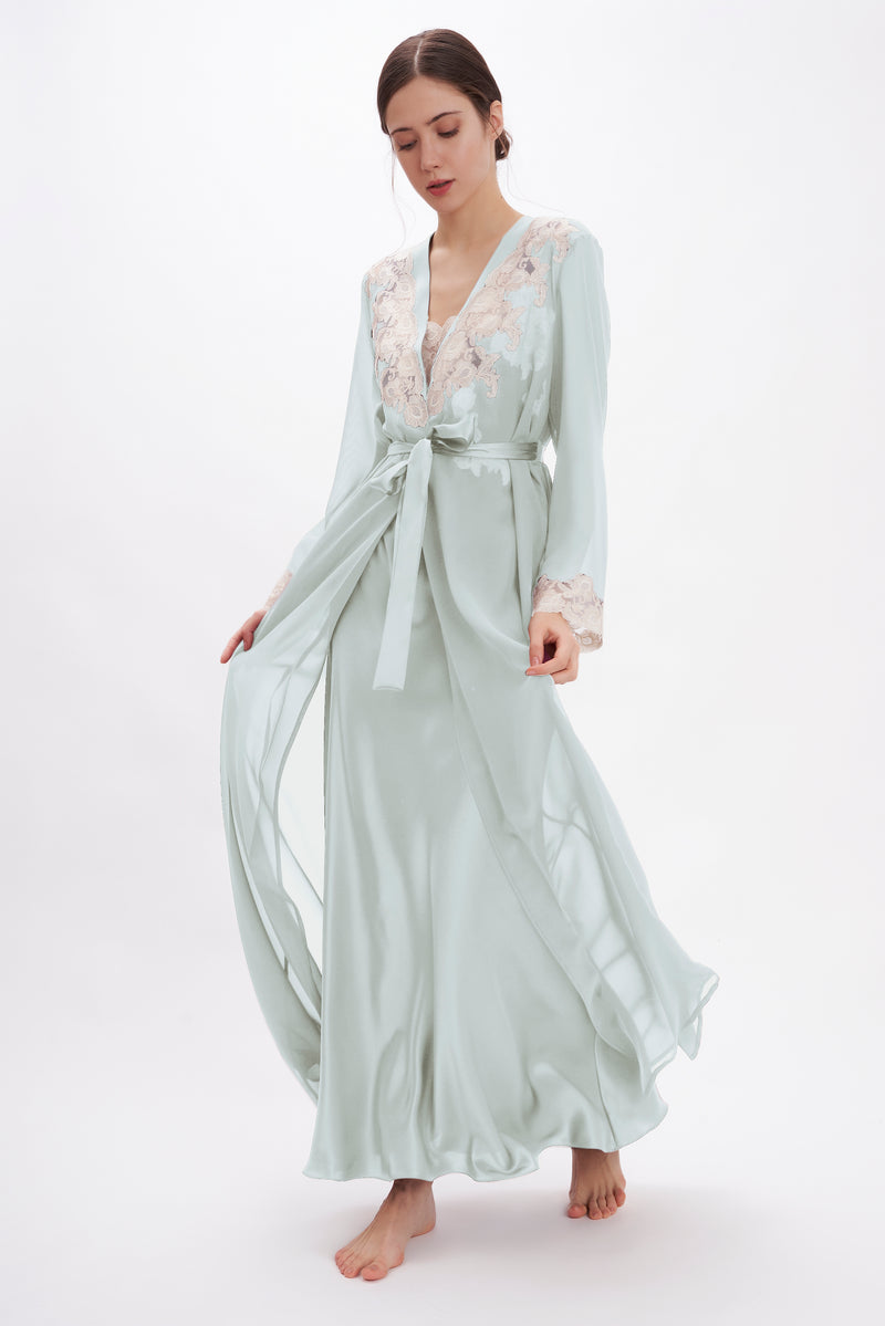 Silk Georgette Long Robe - Robe - italian lingerie